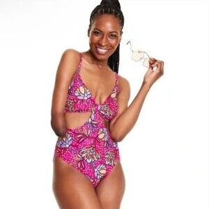 NWT Tabitha Brown for Target Floral Print Front Cutout One Piece Swimsuit